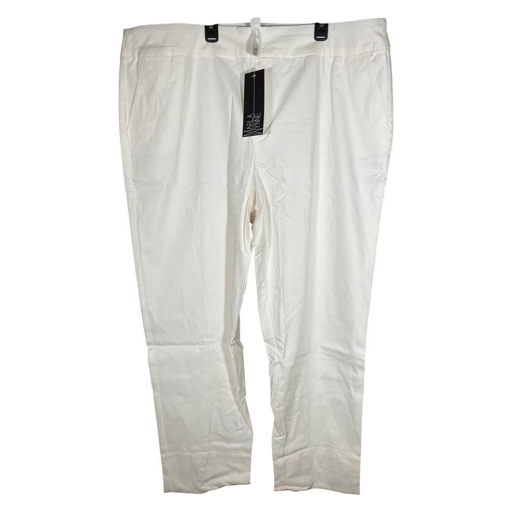 Marla Wynne Women's 22W White Viscose Blend Dress Pants Trousers Career NWT